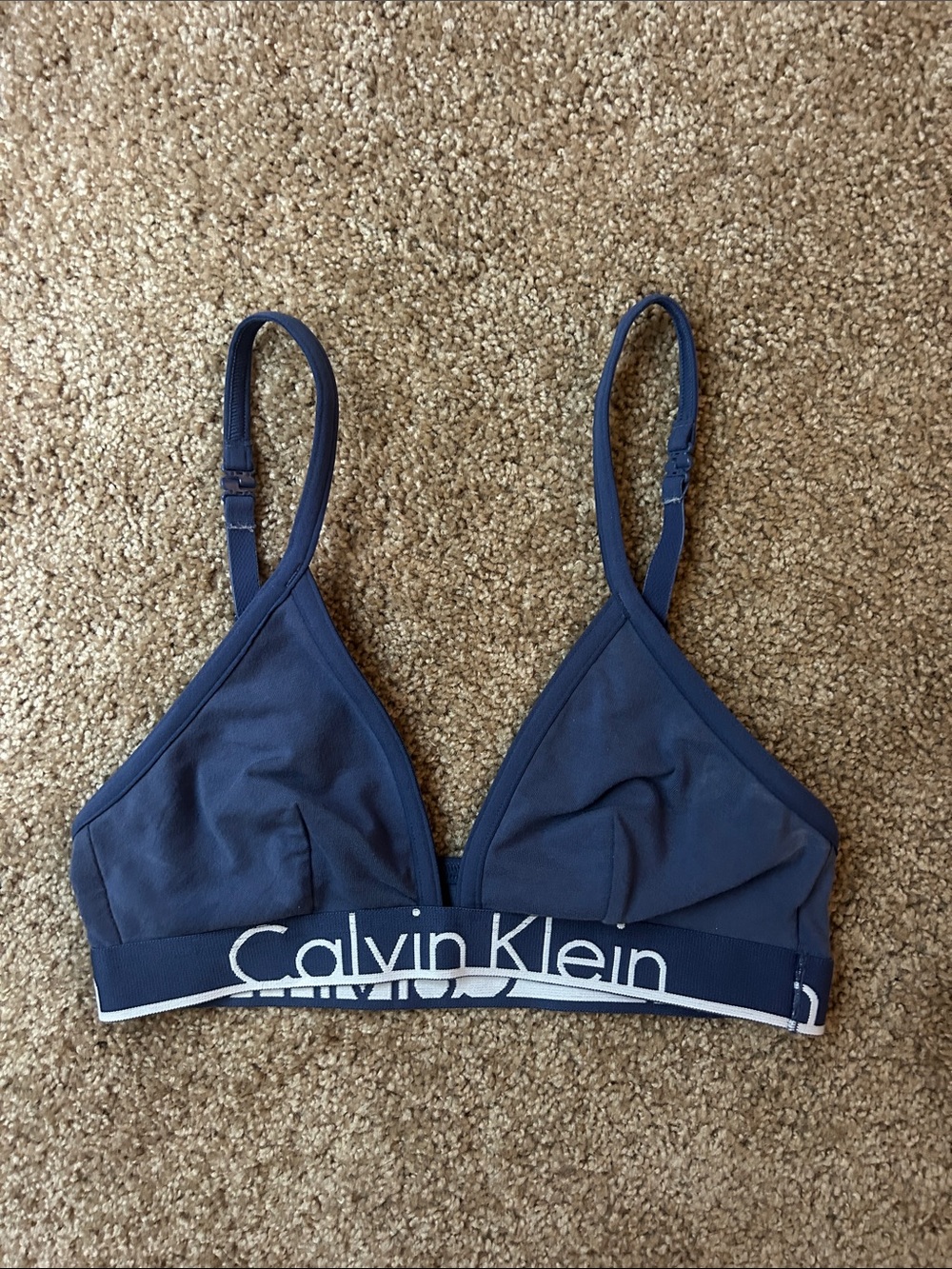 Calvin Klein Blue Triangle Bralette with Logo Band